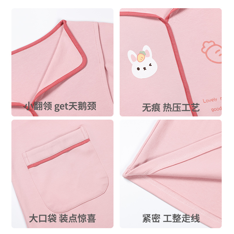 猫人睡裙100%纯棉带胸垫孕妈妈哺乳月子服睡衣可外穿家居服套装高清大图