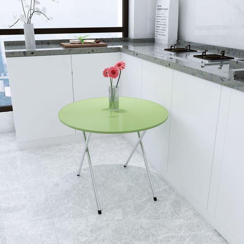 简约餐桌折叠圆形4人吃饭桌家用户外摆摊便携出租房宿舍桌子 50CM高 蓝底花图片