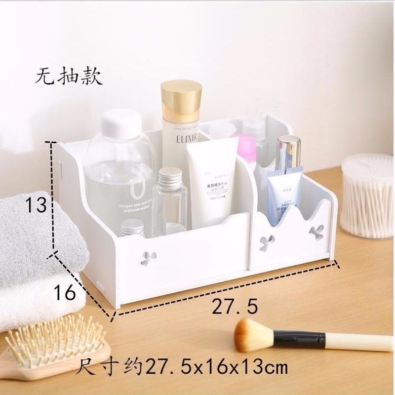 特大号桌面化妆品收纳盒带镜子家用梳妆台护肤品收纳置物架化妆盒 无抽图片