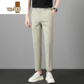 YANXU2023秋季新款九分直筒西裤宽松男士感免烫夏季西装裤休闲裤男 38腰围二尺九 浅灰绿九分
