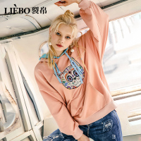 裂帛卫衣女2020秋冬季新款连帽抽绳贴布刺绣潮ins宽松装长袖女士套头时尚上衣51180801