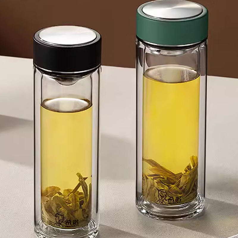 希诺玻璃杯320ml双层便携耐用XN-6616(颜色随机)高清大图