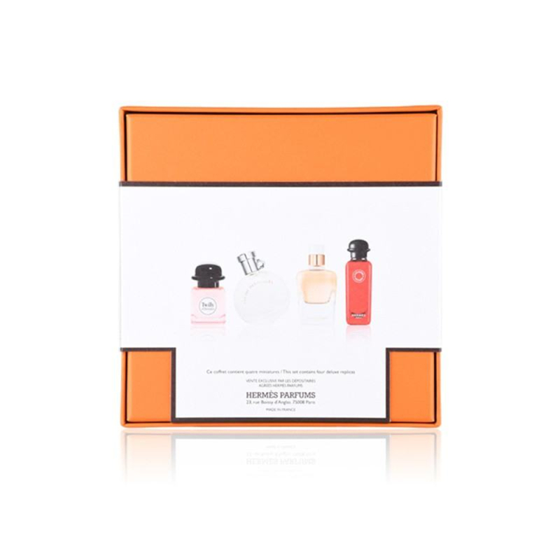 HERMES 爱马仕Q版小样香水4件套装7.5ml*4(爱马仕之光+橘彩星光+血色大黄+丝巾女士)无泵头
