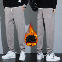 冬季裤子男百搭帅气潮流男裤内里加绒品质舒适束脚休闲九分裤男款 5XL（205斤） 856浅灰加绒