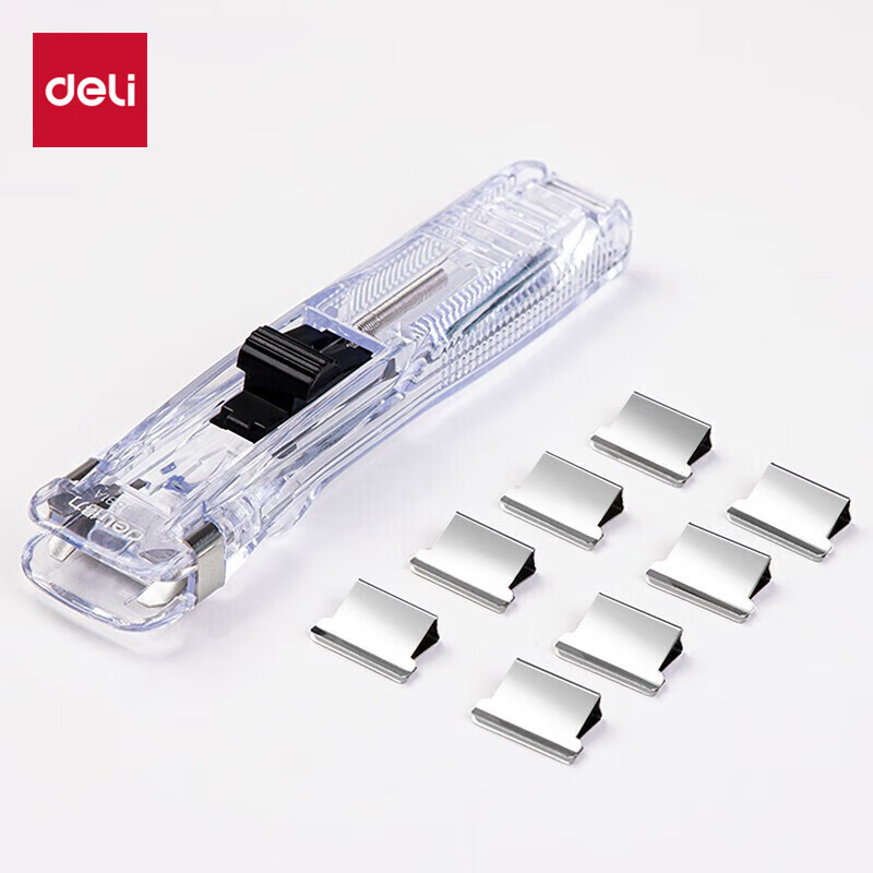 得力(deli)办公装订推夹器 可夹纸张数40张 透明白 8591A
