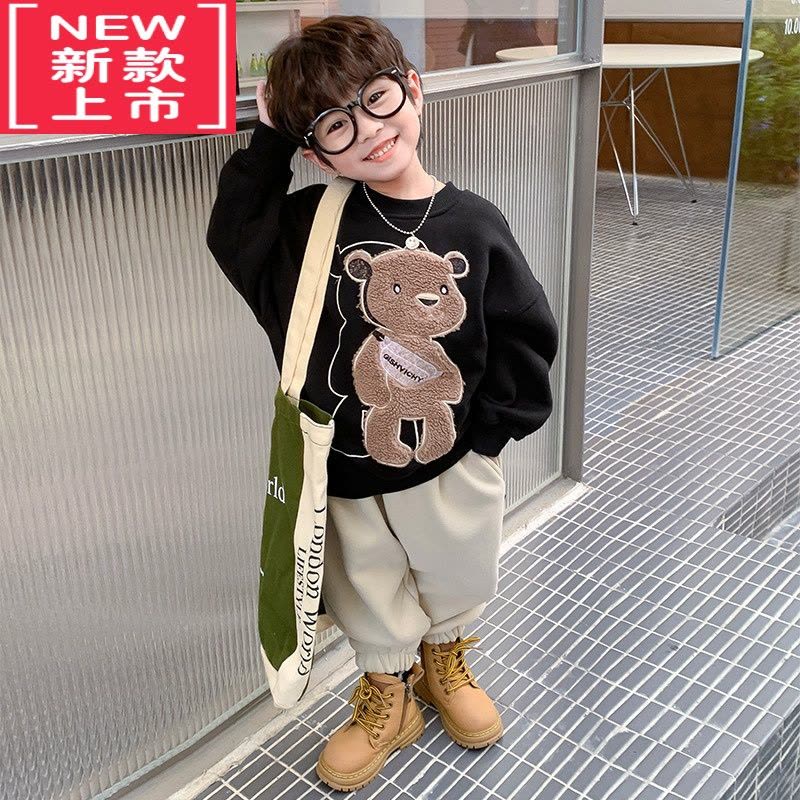 可莉允男童裤子秋冬儿童加绒裤2022新款保暖裤冬装加厚一体绒裤冬季卫裤图片