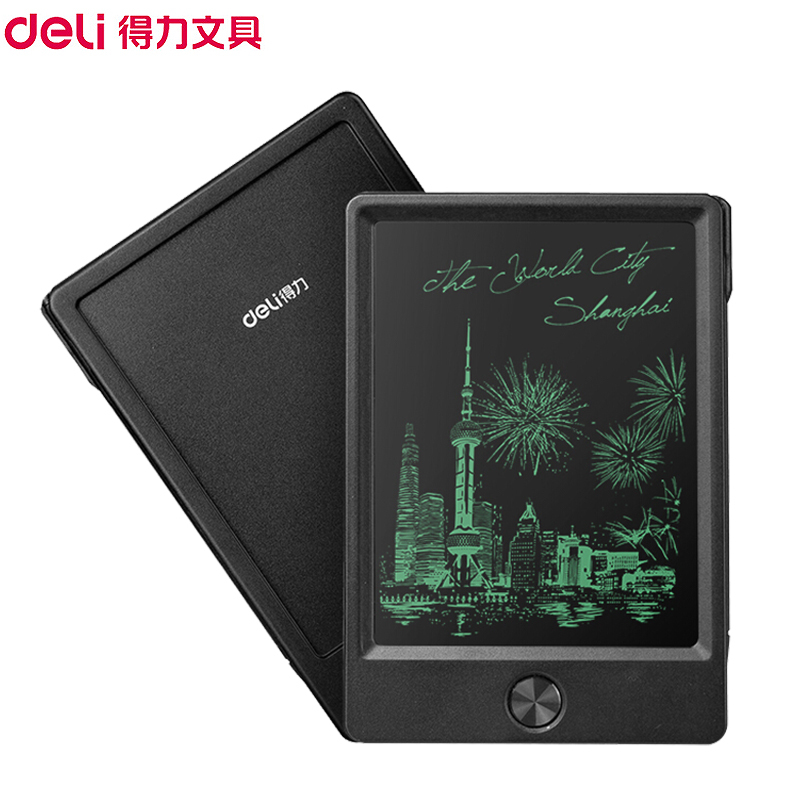 得力(deli)51003液晶电子手写板 5英寸黑色 电子画板荧光黑板写字板 儿童画板绘画涂鸦板商务草稿手绘板