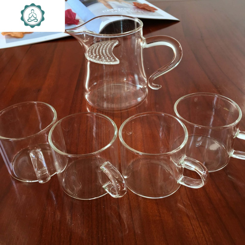 耐热玻璃公道杯功夫茶具茶漏分茶公杯加厚一体月牙过滤泡茶杯茶海封后