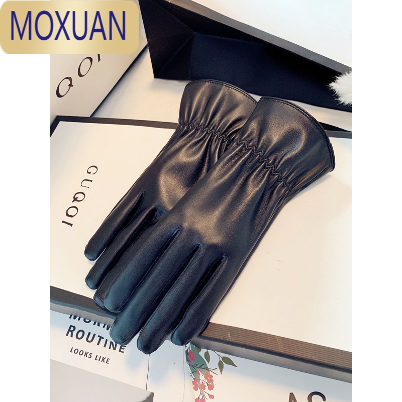 MOXUAN皮手套男女秋冬情侣韩版加绒加厚保暖防风防水防寒开车骑车触摸屏
