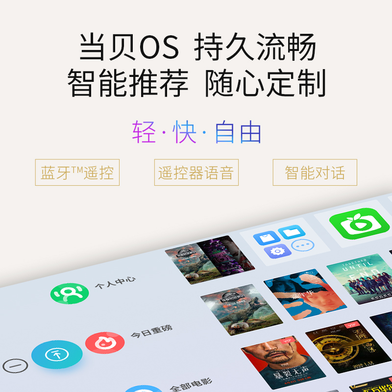 当贝F3投影仪高清家用智能投影机(2050ANSI流明 4G+64G大内存 支持4K 真1080P Mstar938旗舰级芯片 激光自动对焦 无感梯形校正)