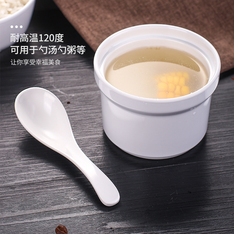 顺心优 密胺仿瓷白色小勺子汤勺饭勺调羹 E款长柄勺/个高清大图