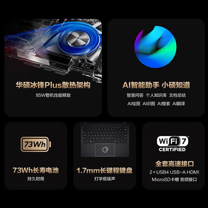 ProArt创13 2026 AMD锐龙AI Max+ 395 64G 1T 2.8K OLED 笔记本电脑高清大图