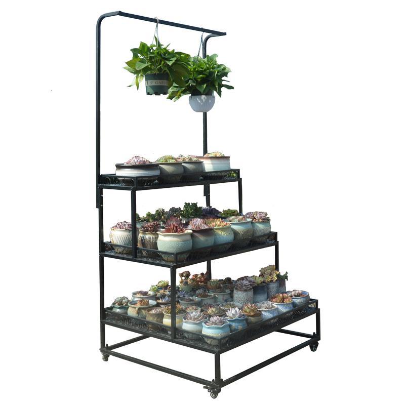 户外多肉花架置物架子阳台多层落地式阶梯室外带轮子移动植物庭院定制