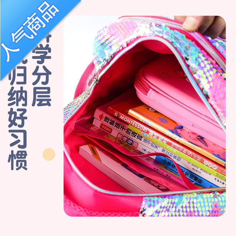 FENGHOU新品亮片变色小学生书包女童包1-2-6年级双肩背包独角兽儿童礼物