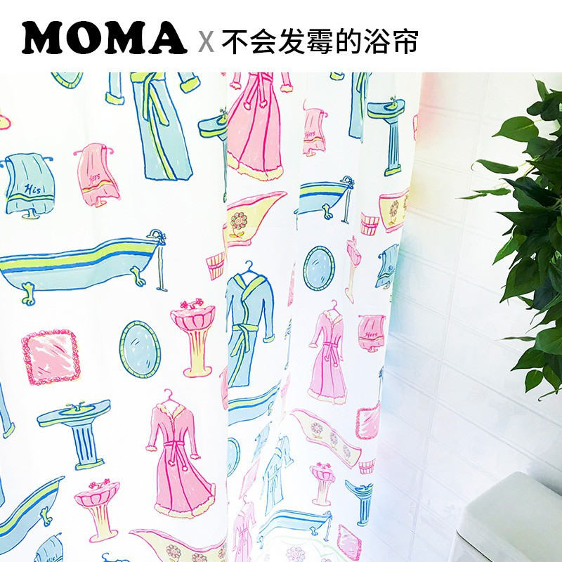 PEVA浴帘防水加厚卫生间浴帘布隔断帘卡通韩国浴室用品 三维工匠