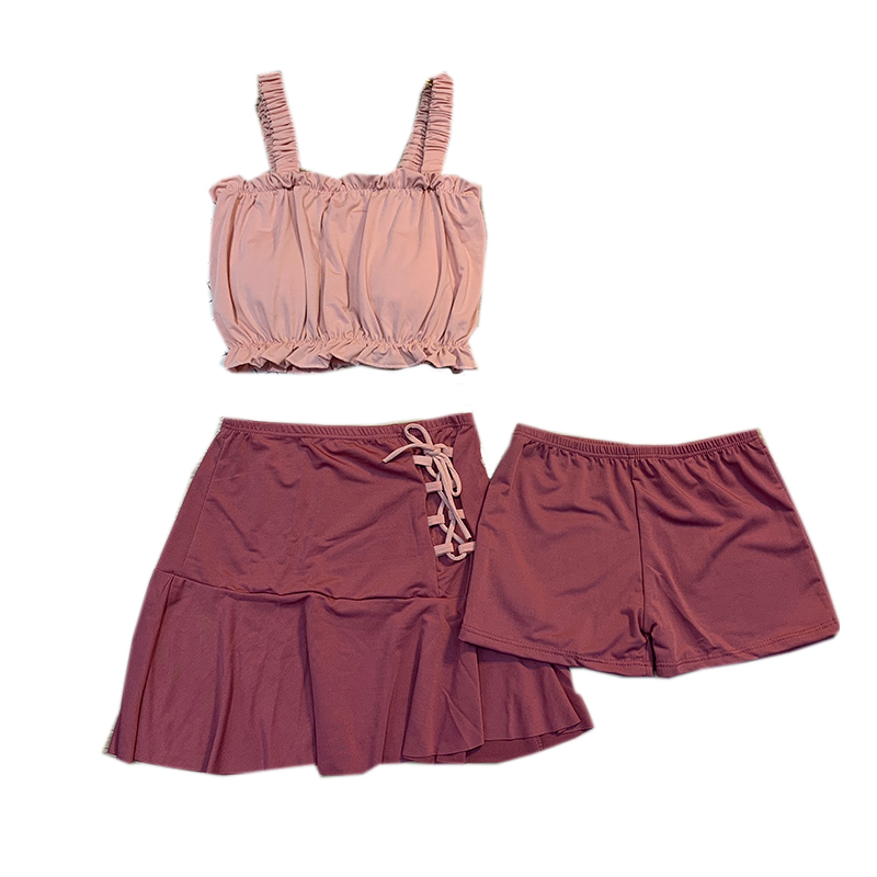 泳衣保守遮肚显瘦分体韩国小香风学生游泳衣温泉少女泳装清新