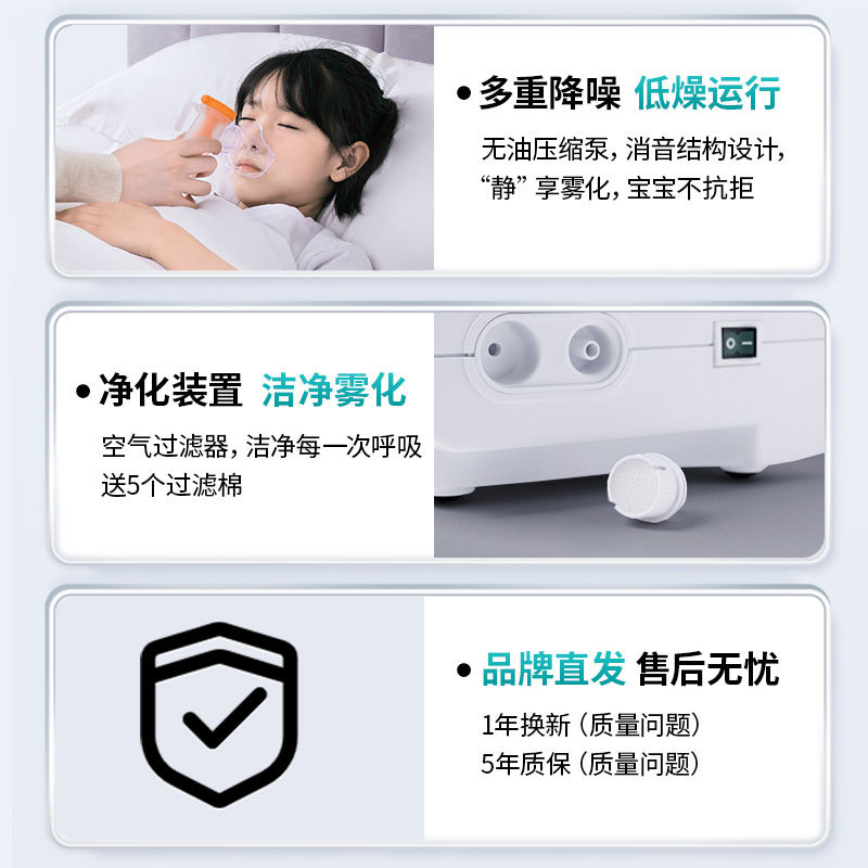 富林/Folee压缩式雾化器儿童家用雾化机器婴幼儿成人医用医疗喷雾器口吸便携式
