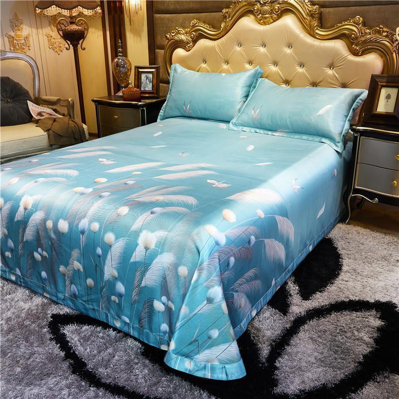 家柏饰(CORATED)夏天夏季床单冰丝凉滑天丝夏凉布单件被单三件套北欧风简约 和风清雨蓝/裸睡天然竹纤维，触肤丝滑凉爽，抑菌防螨 250x250cm+枕套2只（适用1.5至2.0米床）