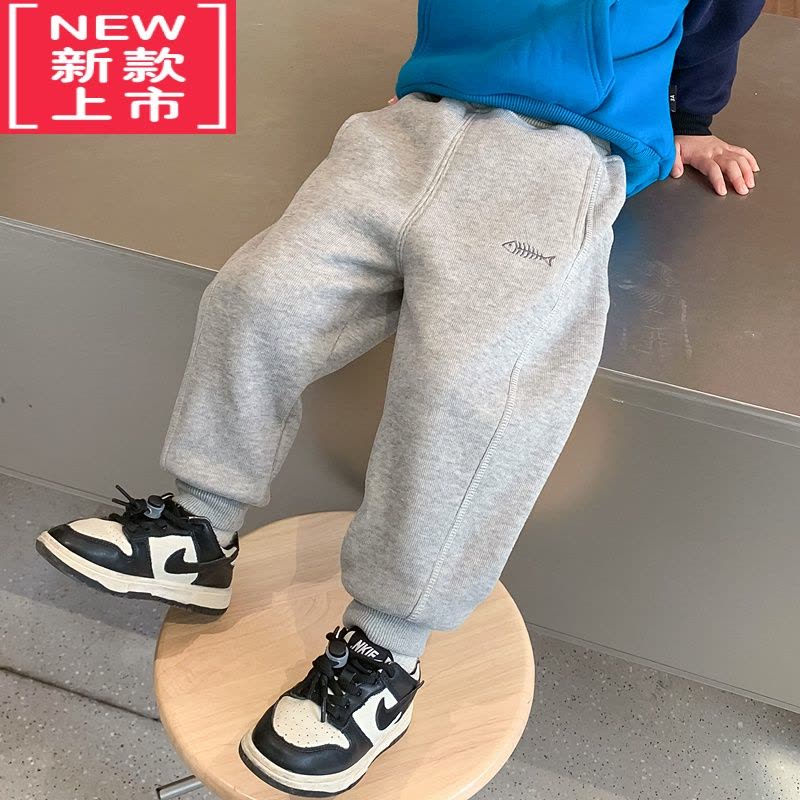 可莉允萌萌哒2022新款儿童加绒裤子男童加厚休闲裤冬季韩版宝宝保暖长裤保暖裤图片