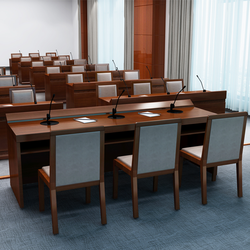 三圣 办公家具会议台培训台油漆长条桌发言演讲台三人位2.1米