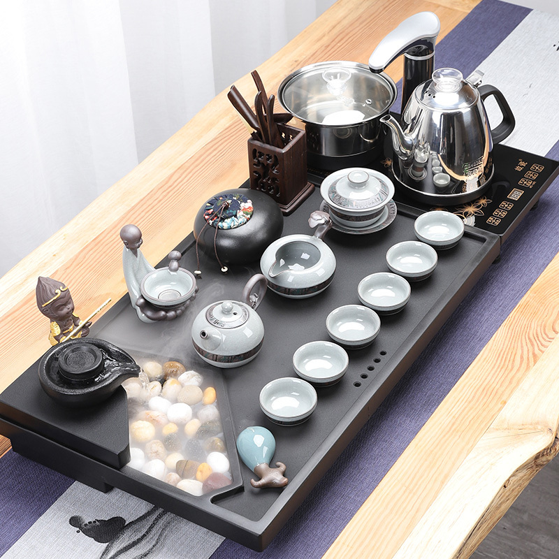 整块乌金石茶盘大号功夫茶具套装家用全自动简约茶茶炉