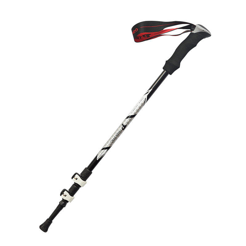 三极 TP3908 登山杖男女外锁登山碳素轻便伸缩徒步爬山拐棍手杖登山装备 黑色135cm