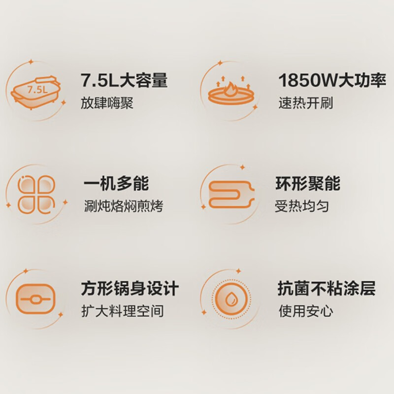 苏泊尔(SUPOR)电火锅 火锅 专用锅 电炒锅 电煮锅 火锅锅电锅 家用多功能烤肉锅电热锅7.5L多用途锅高清大图