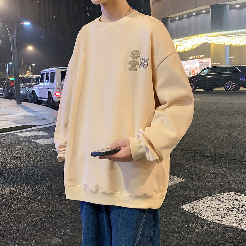 蒙洛里克潮牌印花卫衣男士春秋季新款圆领宽松长袖重磅痞帅情侣上衣服MYW23-6020