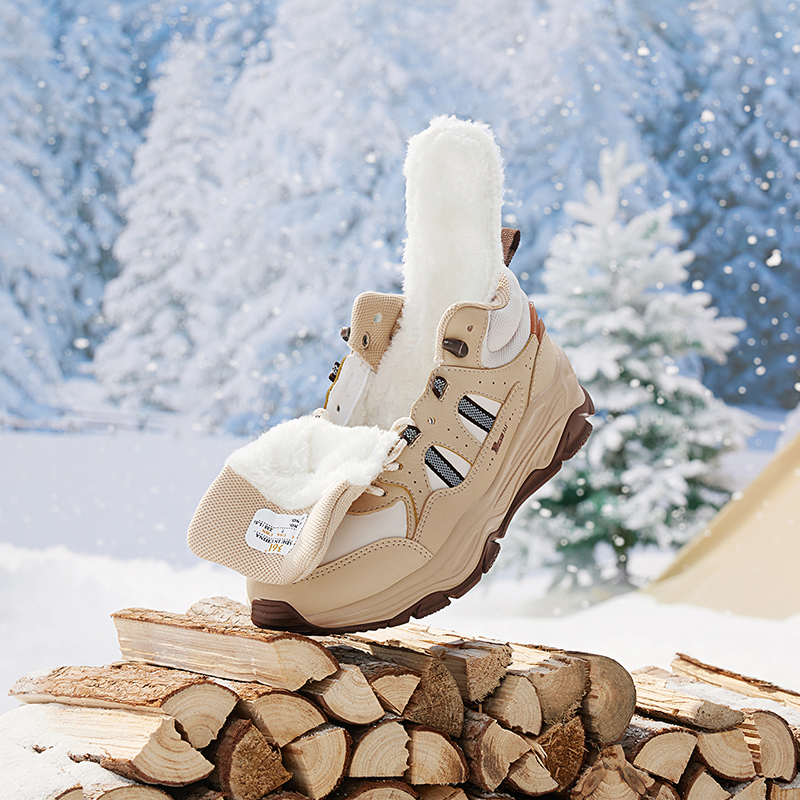 361°女鞋加绒保暖运动鞋冬季大棉鞋防滑户外高帮休闲鞋老爹鞋子女高清大图