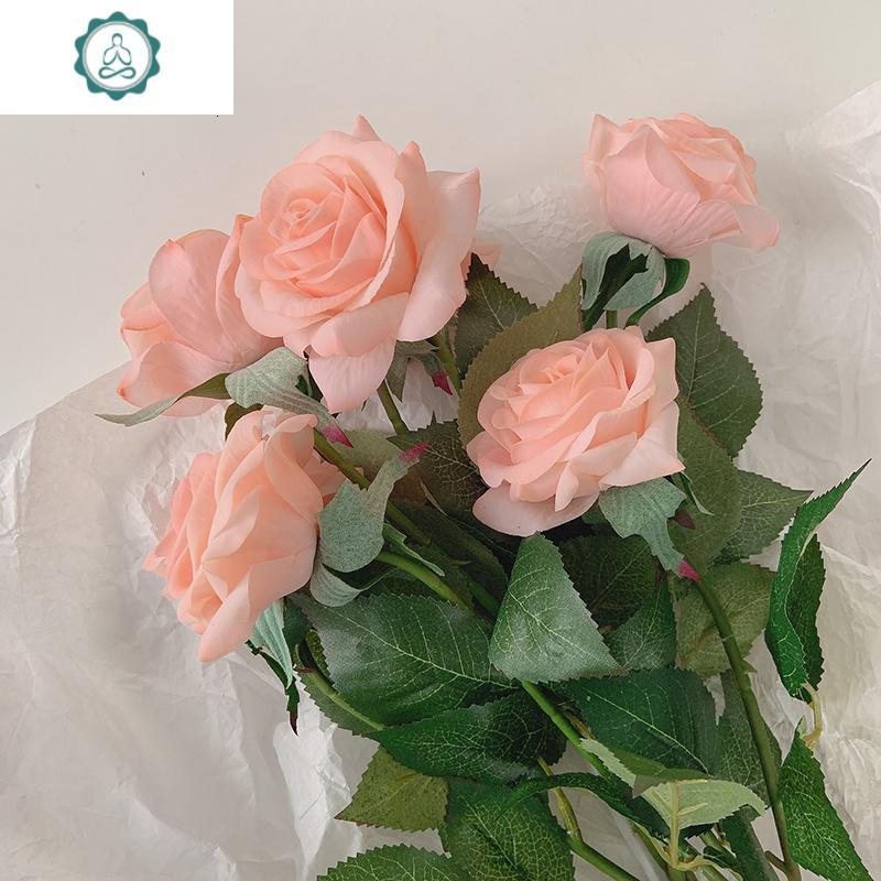 粉色玫瑰ins博主同款韩风少女心卧室装饰摆拍仿真花逼真假花香缤封后