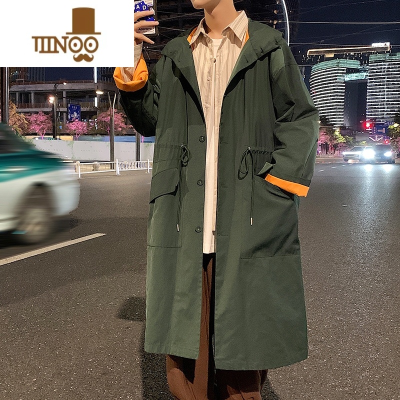 YANXU登风衣男士新款设计感小个子垂感外套中长款秋季日式大衣高清大图