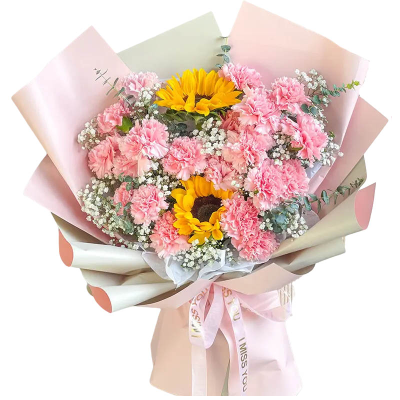 康乃馨2朵向日葵花束全国配送杭州上海北京深圳成都鲜花速递同城参数