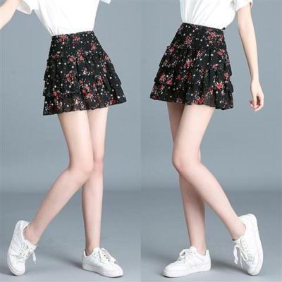 矮个子超短裙女学生雪纺蛋糕裙碎花半身裙子夏高腰百褶a字裙娇小 1号