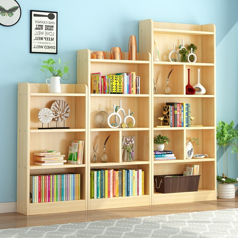苏宁放心购松木书架简约落地省空间小学生家用简易创意经济型组合小