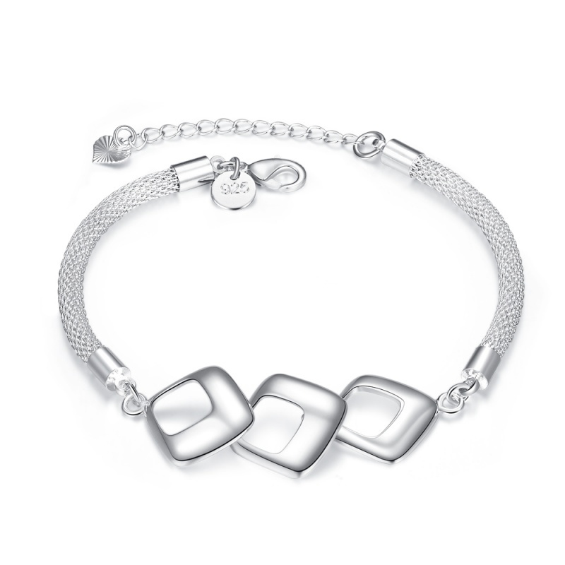 H359Fashion Bracelet 时尚三棱形手链欧美外贸镀925纯银女首饰送女朋友七夕情人节礼物