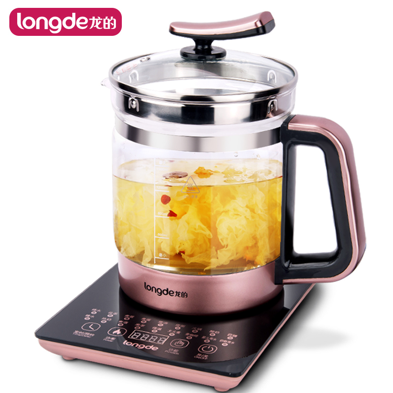 龙的(longde) 养生壶 玻璃煎药壶花茶壶 煮茶壶多功能触控操作LD-YS1521 玫瑰金 单台价格