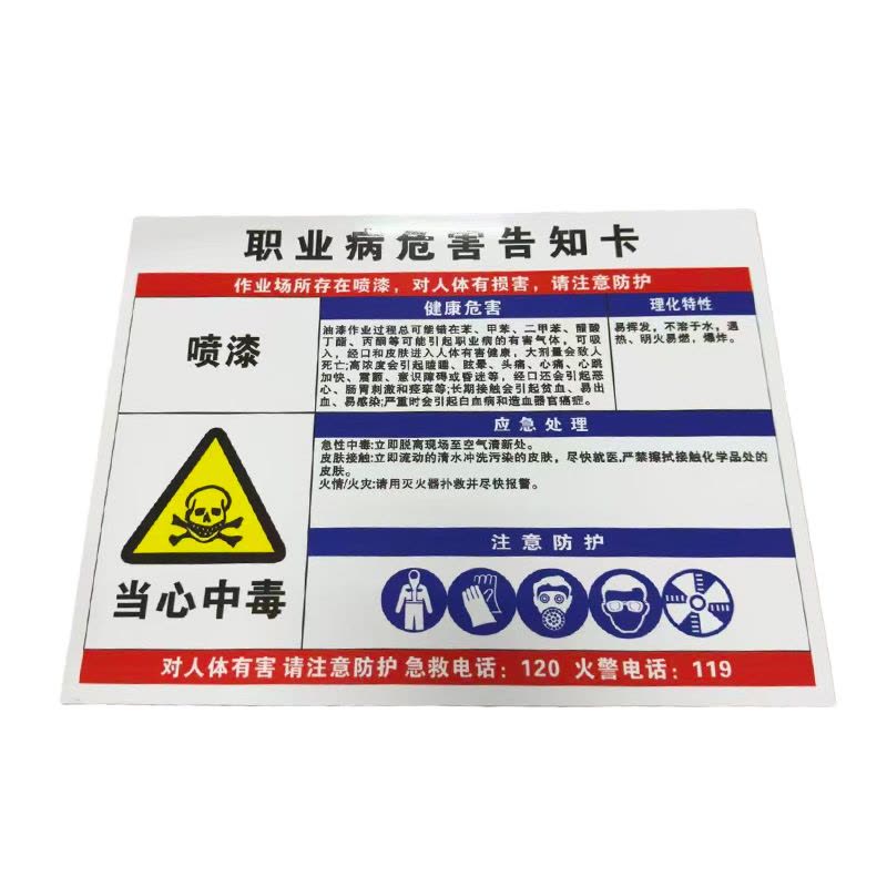 先围 职业病危害告知卡 30*40cm 个图片