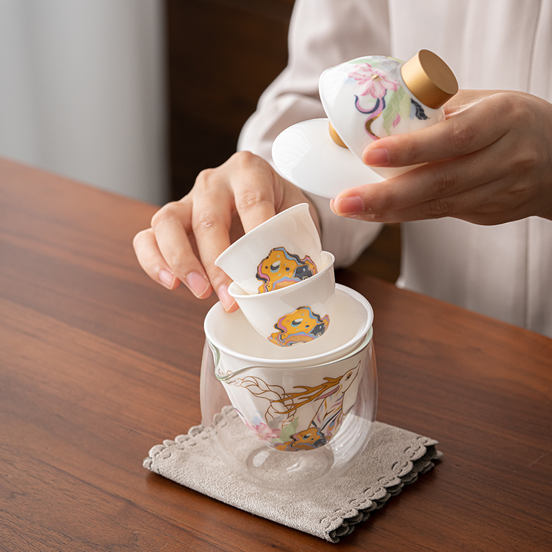 苏氏陶瓷(SUSHI CERAMICS)九色祥鹿旅行便捷配主人杯茶具
