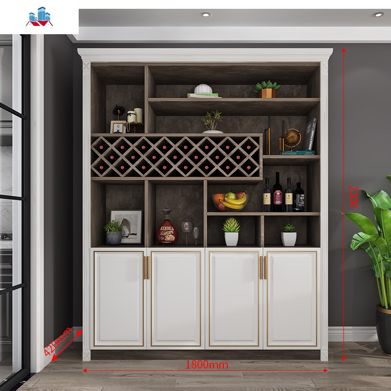 欧式客厅轻奢酒柜靠墙简约现代餐厅柜边柜组合多功能实木酒柜定制泰