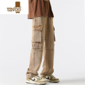 YANXU水洗复古高街工装牛仔裤男士美式潮牌vibe直筒休闲长款裤子