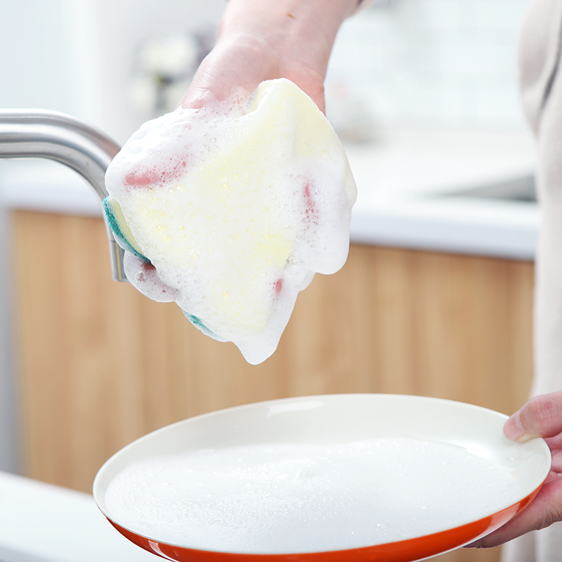 芳草地1G5821腰形海绵百洁布 厨房刷碗刷锅不粘锅洗碗布棉抹布双面海绵擦5片装高清大图