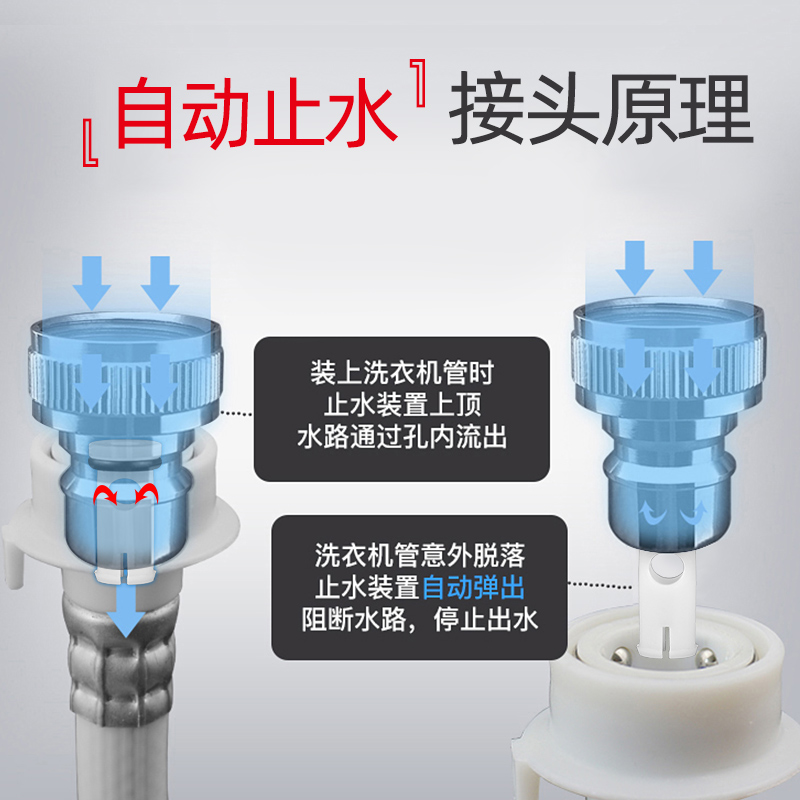 潜水艇龙头洗衣机进水龙头全铜自动止水洗衣机进水管4分 6分通用龙头自营通用龙头高清大图