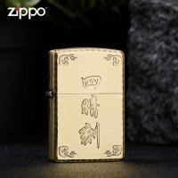 [苏宁自营]Zippo进口火机日版熏铜四暗刻防风煤油火机咬边zppo之宝送礼自用z