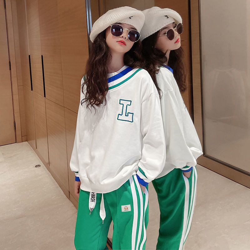 叮当猫女童卫衣套装新款儿童春秋韩版时髦运动衣服女孩洋气两件套