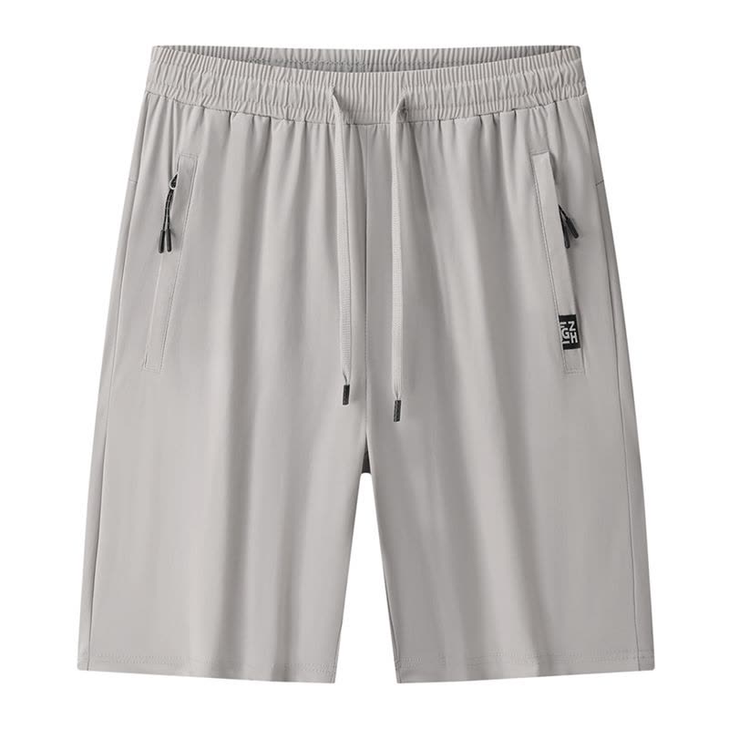 渔人船长夏季大码男士运动裤速干透气纯色运动休闲五分裤中裤弹力大裤衩图片