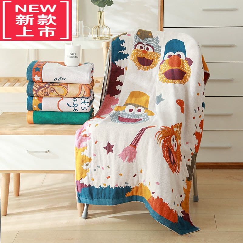 可莉允潇妈童品 夏季五层纱布浴巾卡通大毛巾被子加厚450A图片