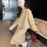 唐狮女春季新款圆领简约卫衣半裙休闲韩版宽松百搭