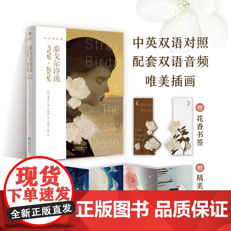 泰戈尔诗选 新月集飞鸟集 咸鱼中下游绘双语彩绘版 英语英文诗歌 文学诗集外国诗歌名著英美文学 泰戈尔诗集飞鸟集泰戈尔正