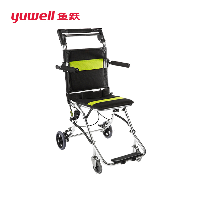 鱼跃轮椅车2000 加强小轮铝合金型 手动轮椅可折叠老人轻便便携可上飞机普通轮椅