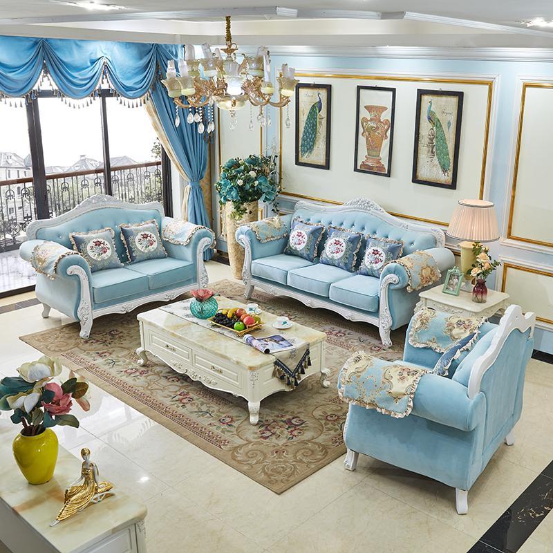 欧式布艺沙发123组合小户型客厅整装院网红租房简欧三人沙发定制9号色